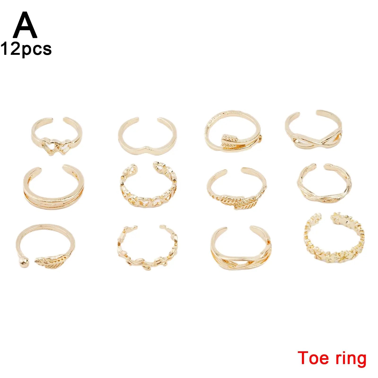 12pcs Adjustable Toe Rings
