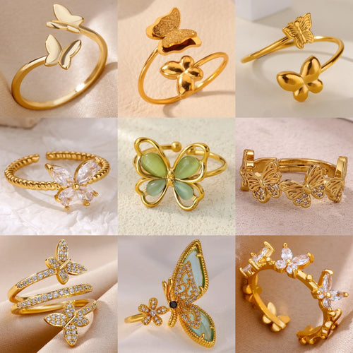 10 Styles Frosted Butterfly Ring